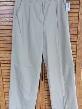Wide-Leg High-Rise Cream Trousers